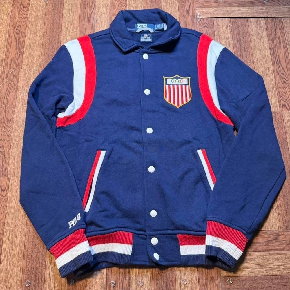 Polo Ralph Lauren Vtg 90's Team USA Fleece Baseball Jacket XS‎